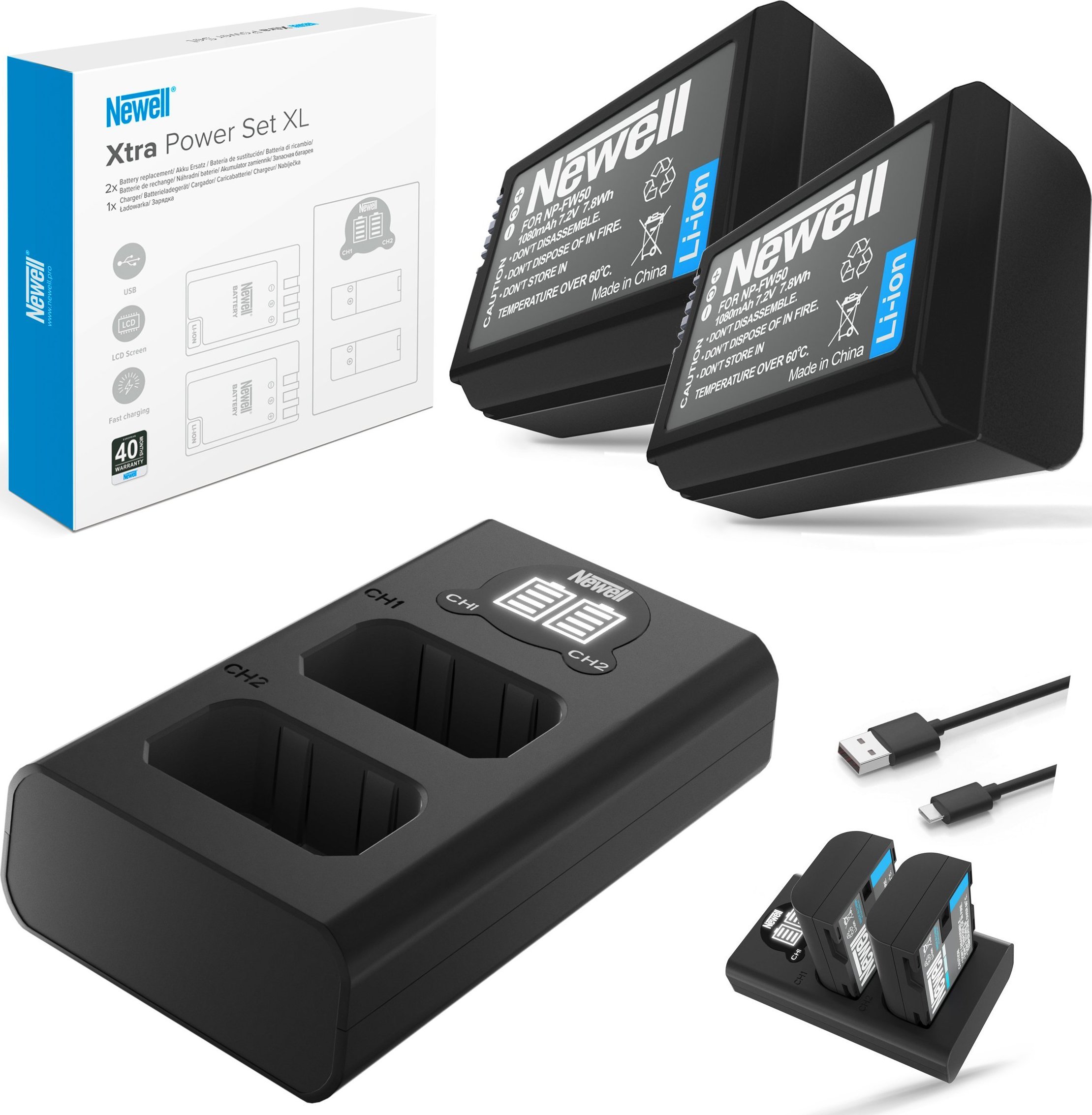 Akumulator Newell Zestaw ładowarka i dwa akumulatory NP-FW50 Sony