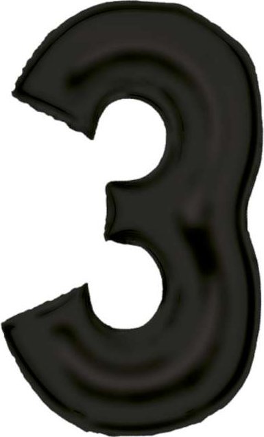 AMSCAN Balon foliowy cyfra 3 satynowa czarna 86cm N34 spakowany 9917305