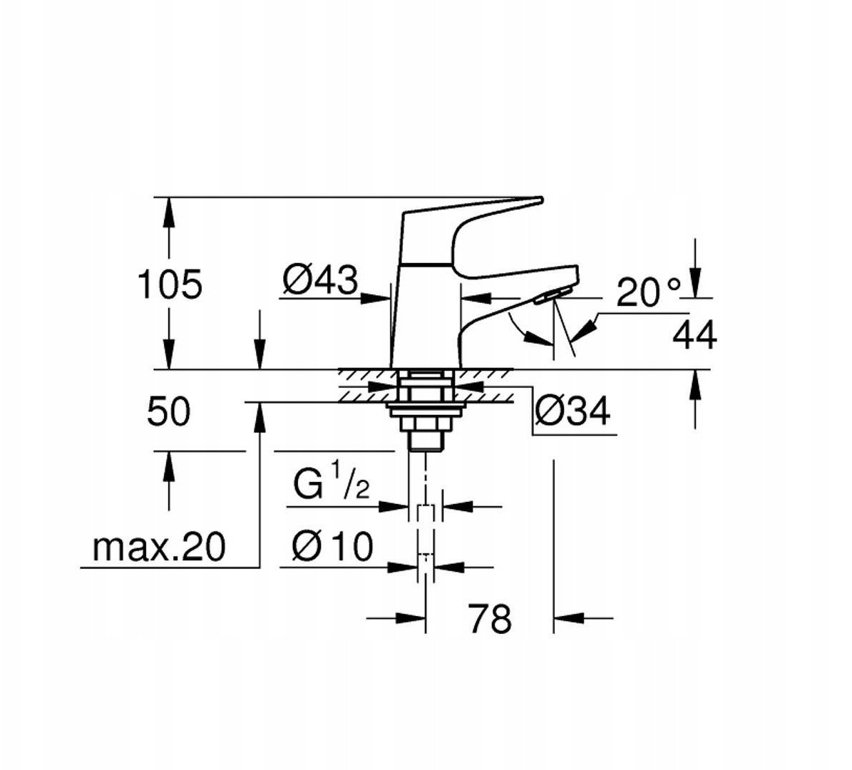 Bateria umywalkowa Grohe BauFlow Bateria do umywalki, XS-Size