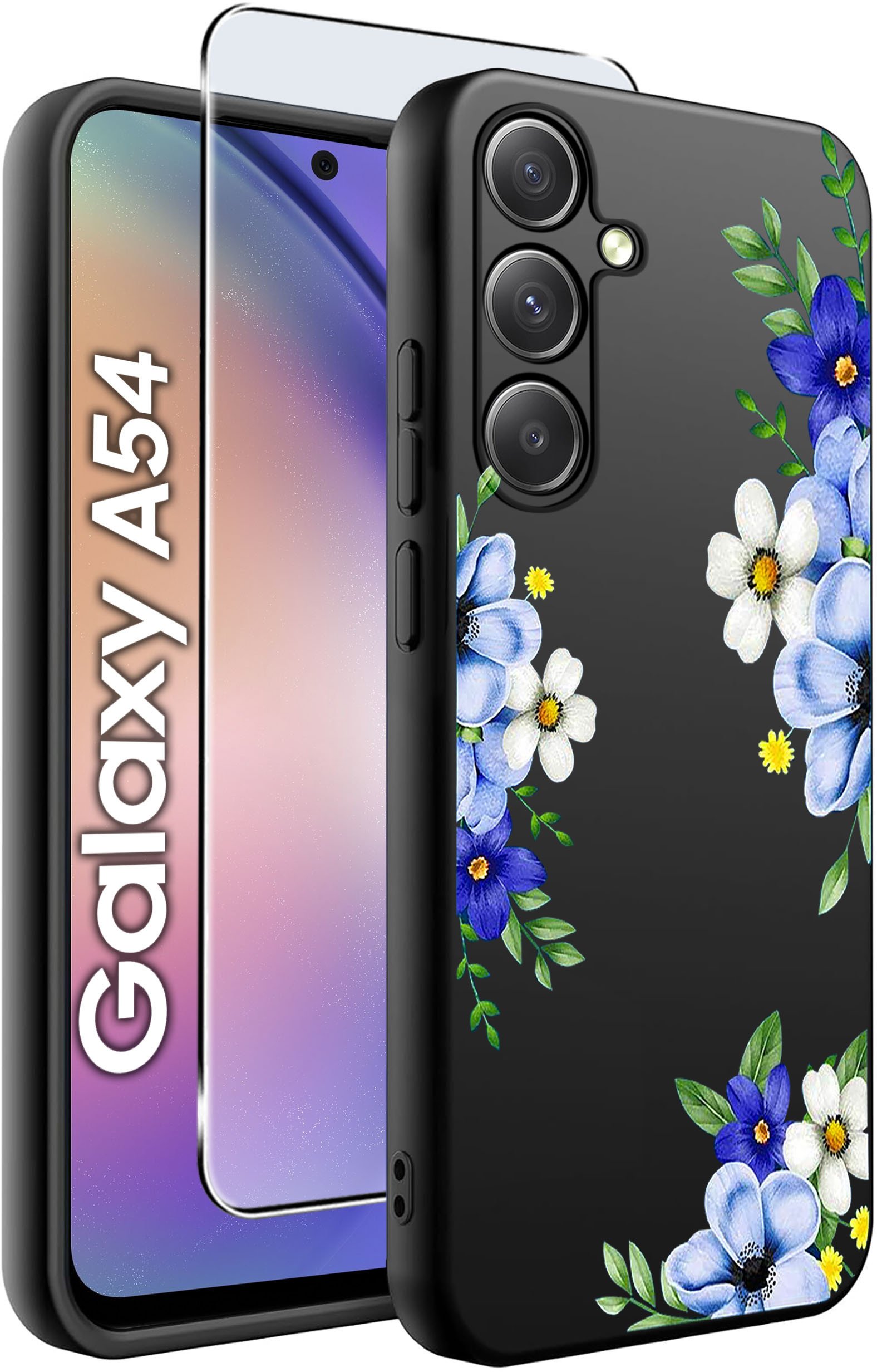 ETUI do Samsung A54 5G WZORY | SILIKONOWE MATT CASE + SZKŁO 9H