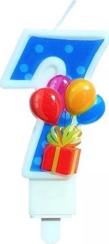 MK TRADE Świeczka cyfra 7 z balonami