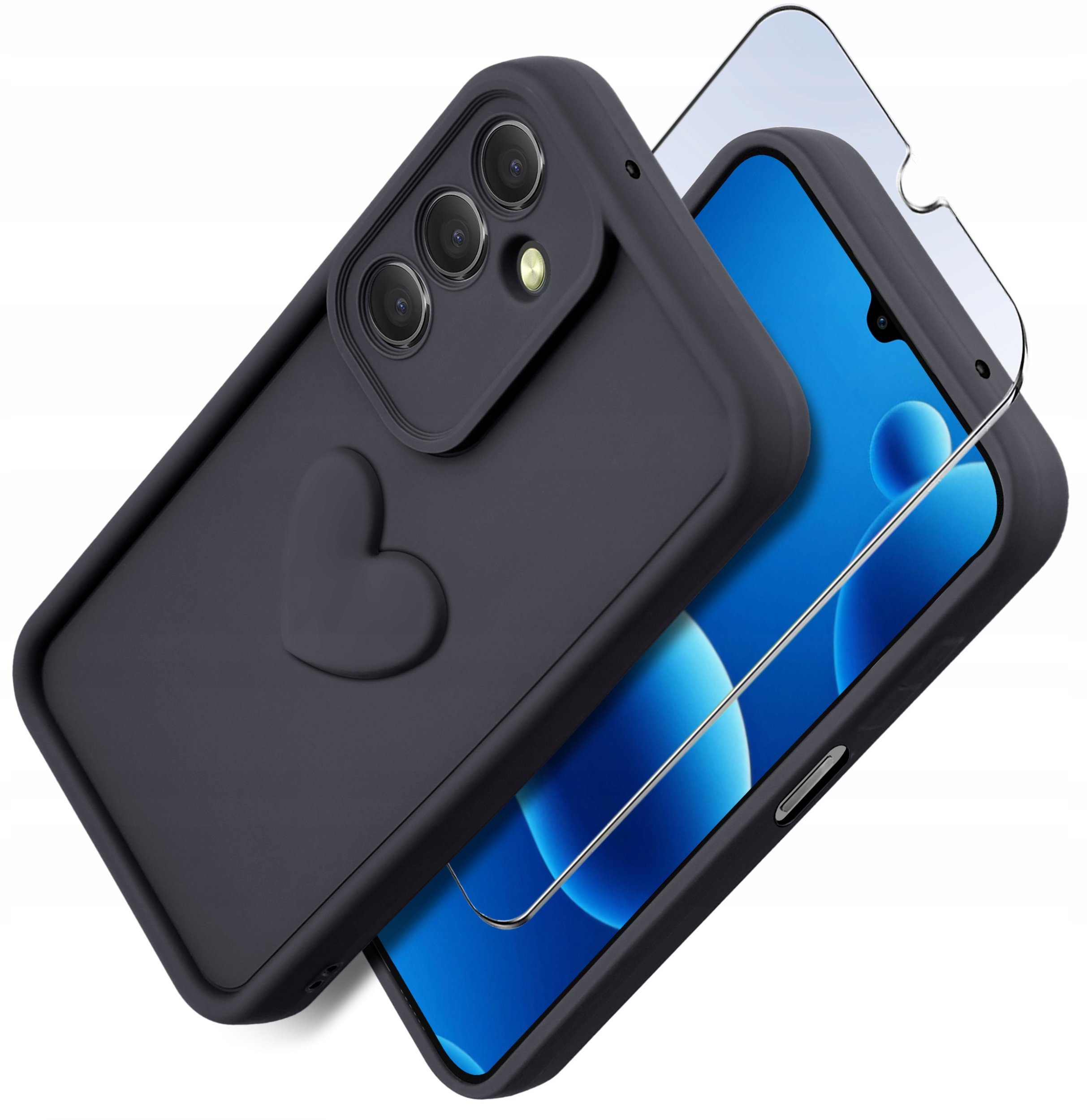 Etui do Samsung A26 5G silikonowe MATOWE serce + Szkło ochronne 9H
