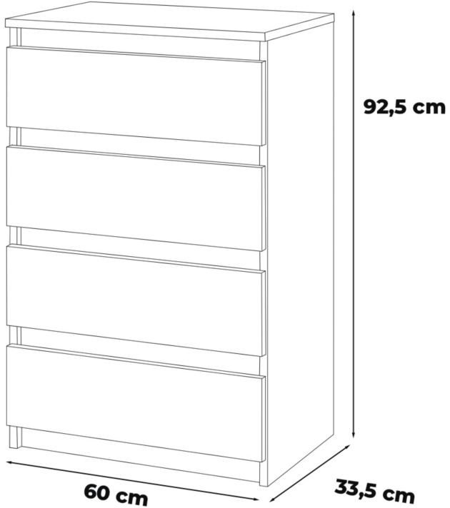 Komoda 4 Szuflady 60cm Hugo Pojemna Szafka Rtv Do Sypialni Salonu Szara Mat