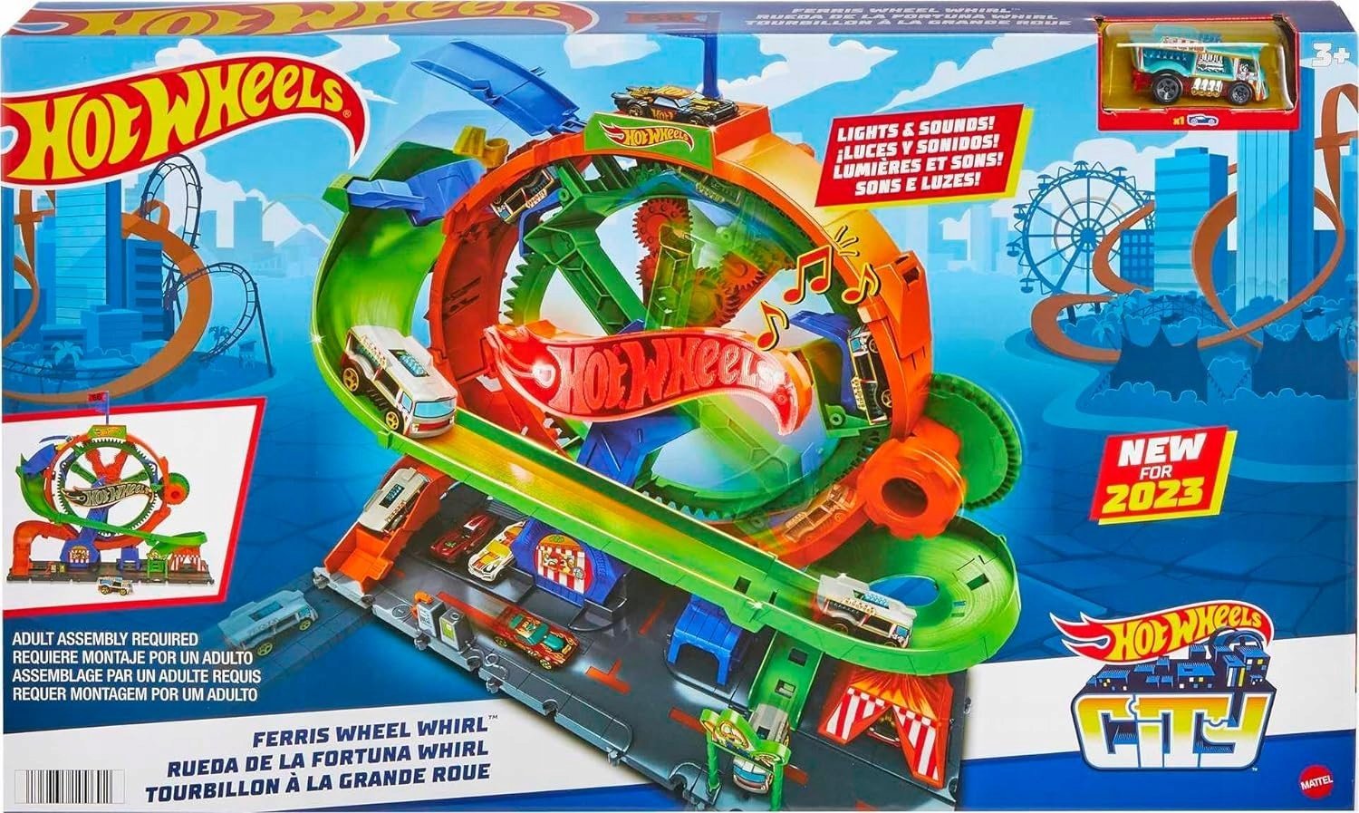 HOT WHEELS CITY ZESTAW TORÓW DIABELSKI MŁYN ze światłem i dźwiękiem