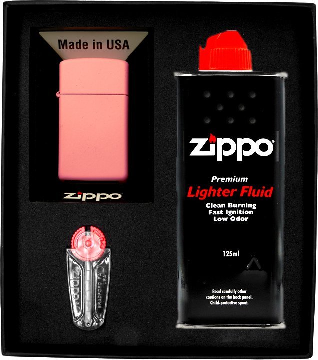 Zippo Zestaw ZIPPO Zapalniczka PINK MATTE SLIM No1
