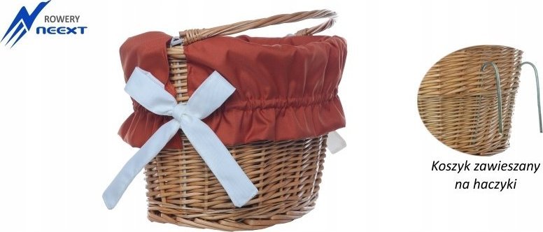 NEEXT Koszyk wiklinowy rowerowy zawieszany z wkładem mat