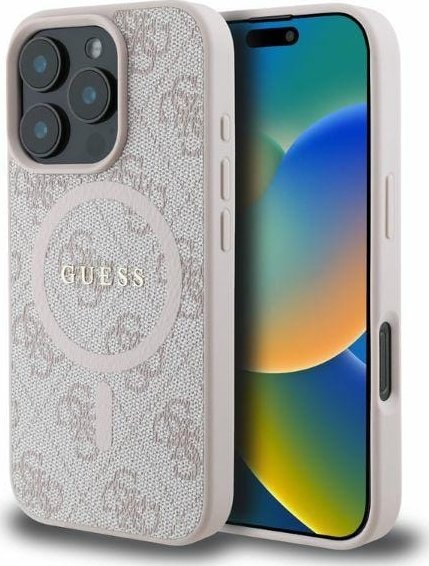 Guess GUHMP16XG4GFRP iPhone 16 Pro Max 6.9" różowy/pink hardcase 4G Ring Classic Logo MagSafe