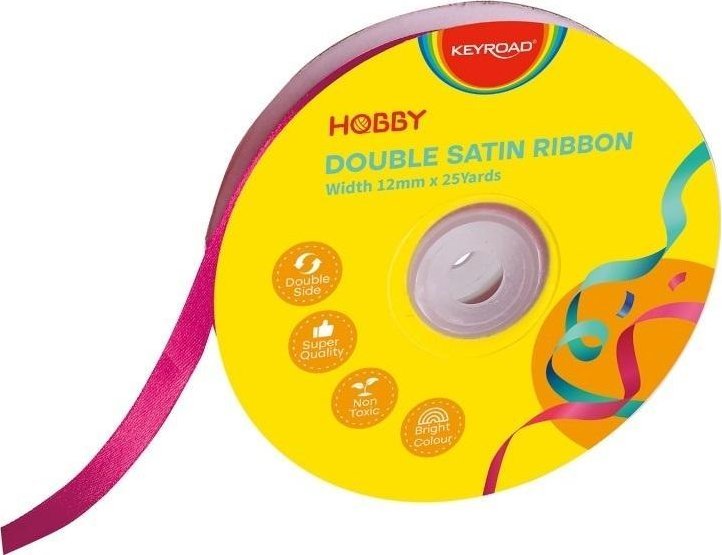 Wstążka podwójna satynowa różowa 12mmx22,86m