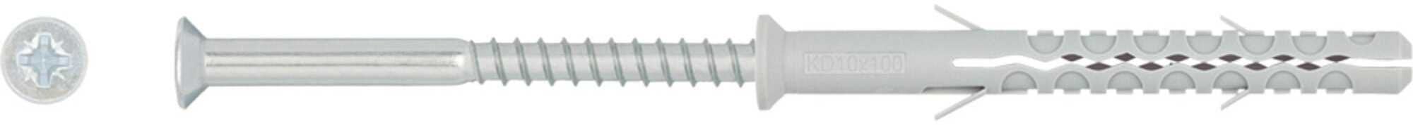 Koelner/Rawlplug Kołek ramowy KDS 10 x 100mm z długą strefą rozporu z wkrętem typu PZ, 12szt - 12bl