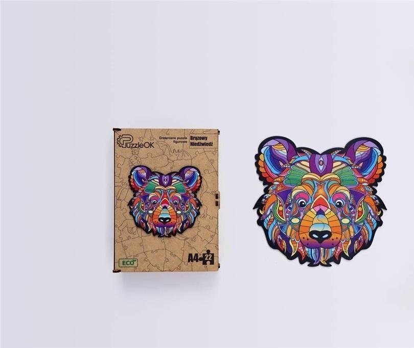 PuzzleOK Puzzle drewniane eko 22 Brązowy niedźwiedź A4