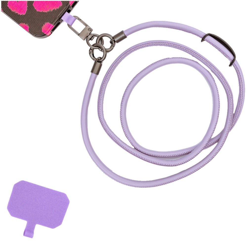 Smycz do telefonu uniwersalna z karabińczykiem, fioletowa