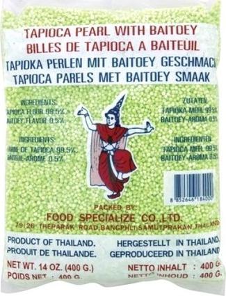 Thai Dancer Tajska Tapioka Drobna Zielona z Pandanem / Zielone Perełki z Tapioki S "Tapioca Dessert Pearl with Baitoey Flavour" 454g Thai Dancer