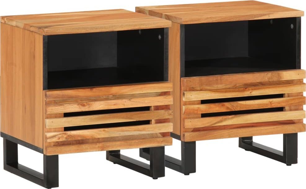 vidaXL Szafki nocne, 2 szt., 40x34x46 cm, lite drewno akacjowe