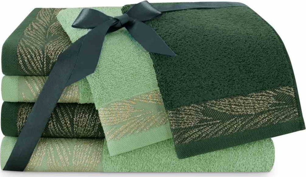 AmeliaHome Ręcznik Allium butelkowa zieleń 2*30x50+2*50x90+2*70x130 AmeliaHome