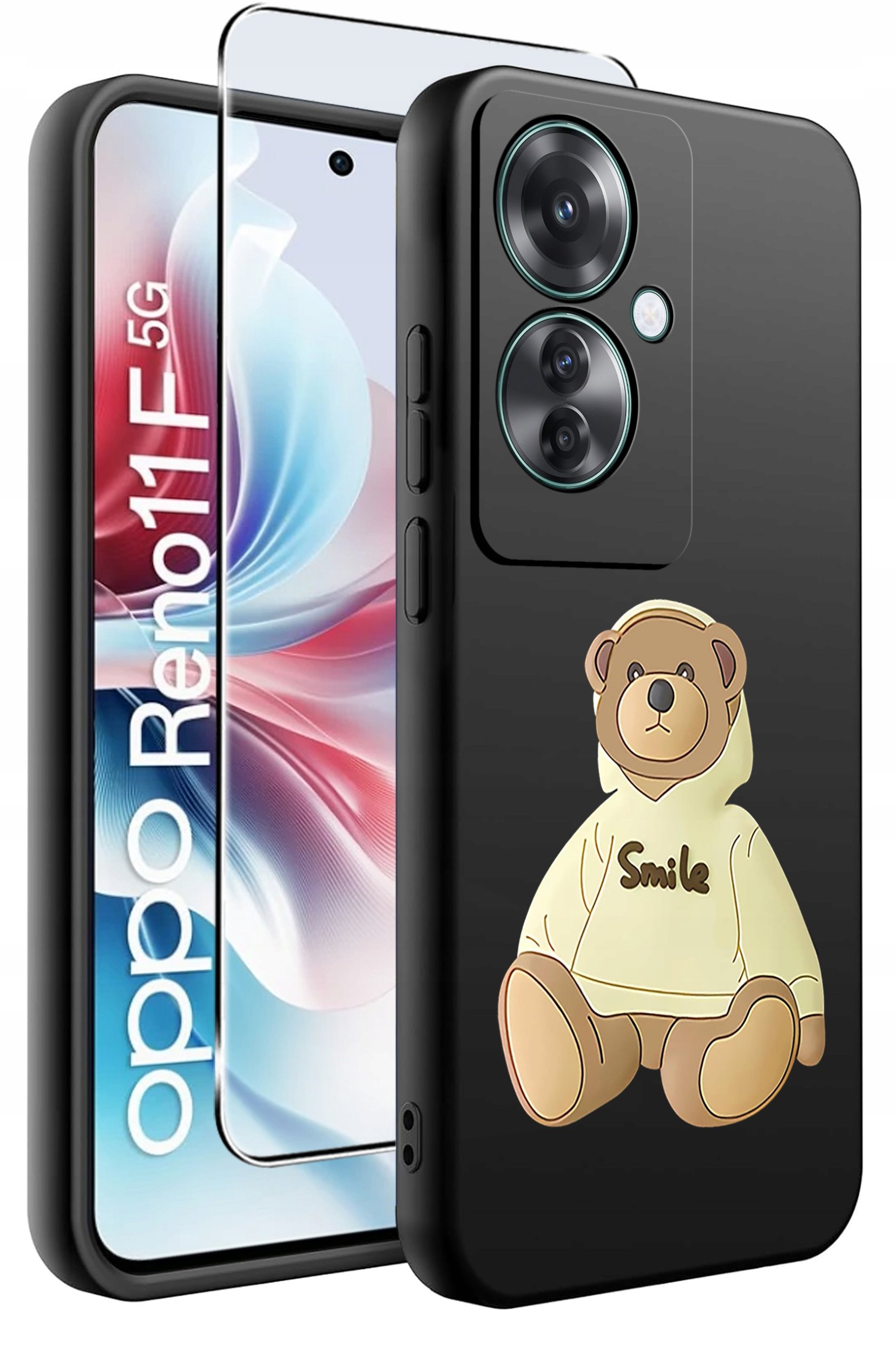 ETUI do Oppo Reno11 F 5G WZORY | SILIKONOWE MATT CASE + SZKŁO HARTOWANE 9H