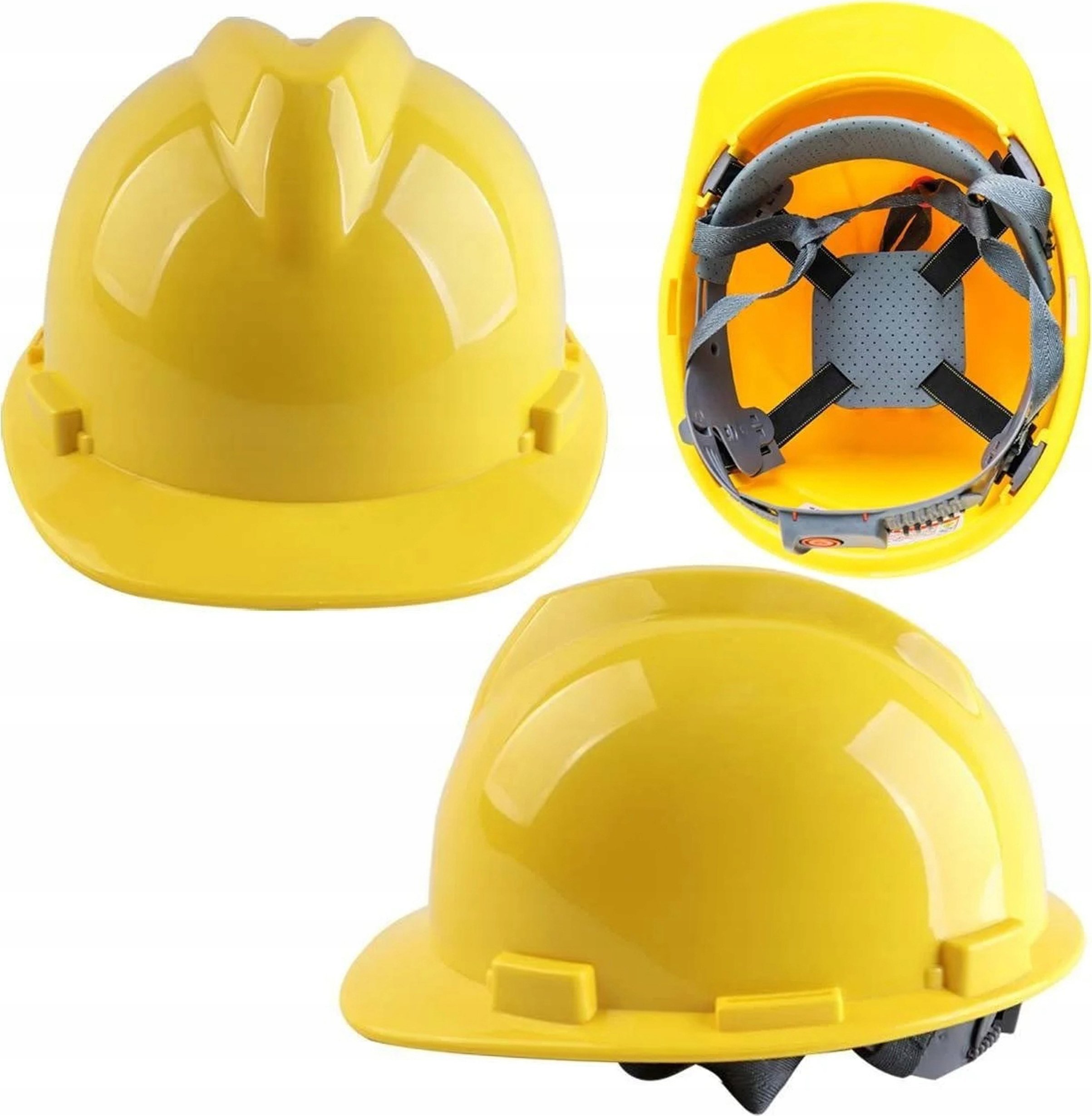 Rosfix Kask ochronny, hełm roboczy budowlany - żółty z tworzywa HDPE