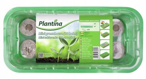 Mini szklarnia i krążki kokosowe 25x12x7cm zestaw do rozsad