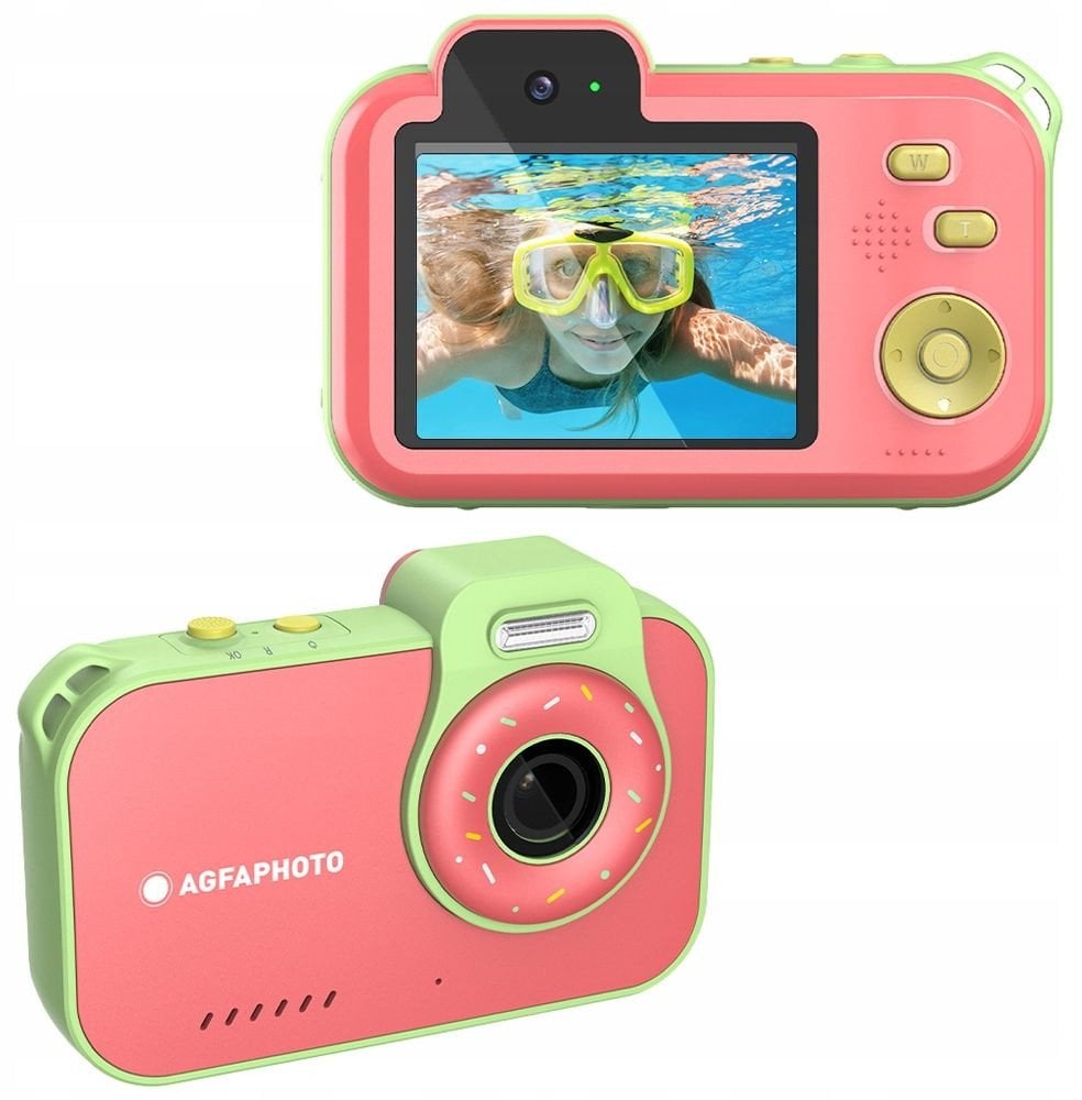 Aparat Podwodny Wodoszczelny 3m Agfaphoto Agfa 12mp 2.7k 2x Obiektyw + Gry / Malinowy