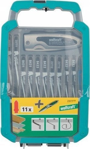 Wolfcraft Zestaw 11 brzeszczotów Wolfcraft - uchwyt T, + nóż składany