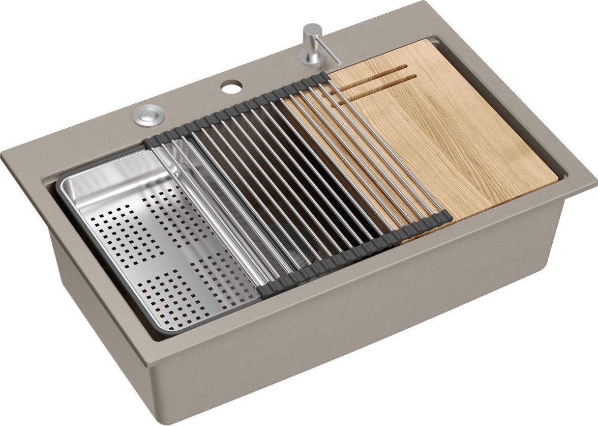 Zlewozmywak Quadron Zlewozmywak granitowy MARC 110 WORKSTATION beż