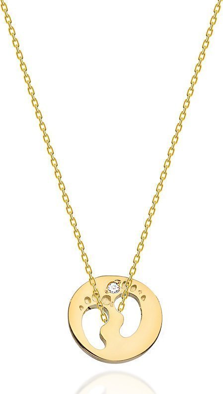 Best Diamonds złoty naszyjnik stópki z brylantami 0.005 ct Uniwersalny