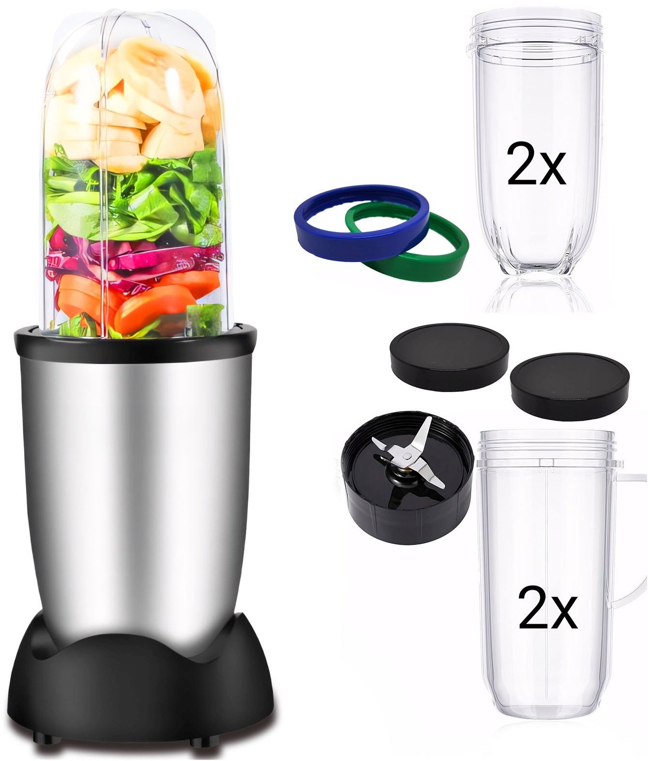 Blender kielichowy wielofunkcyjny 2 kubki 470 ml 600 W Blender kielichowy wielofunkcyjny 2 kubki 470 ml 600 W