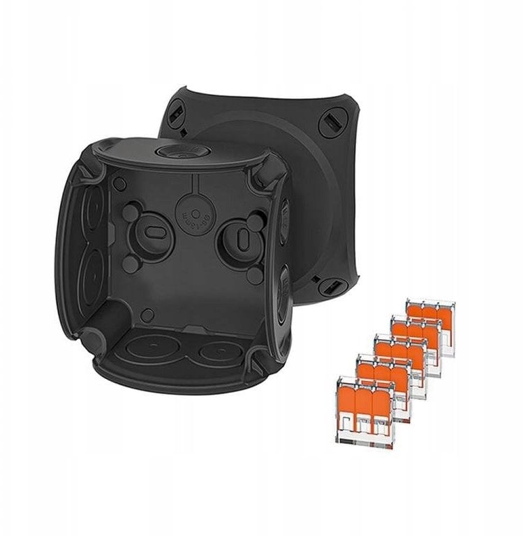 Hensel Puszka odgałęźna 84x84x55 mm z dławnicami membranowymi 5 zaciskami czarna IP 66 DK 0102 XZ 62000468