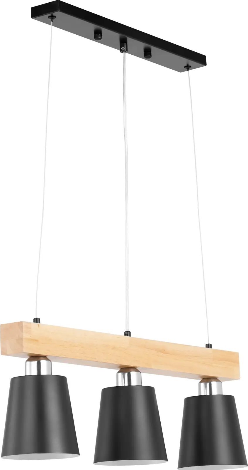 Lampa wisząca Uniprodo Lampa sufitowa wisząca 3 punktowa E27 - drewniana belka Lampa sufitowa wisząca 3 punktowa E27 - drewniana belka