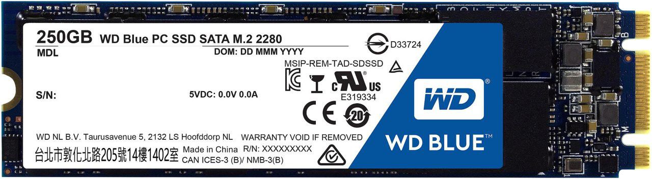 Dysk SSD WD Blue 250GB M.2 2280 SATA III (WDS250G1B0B)