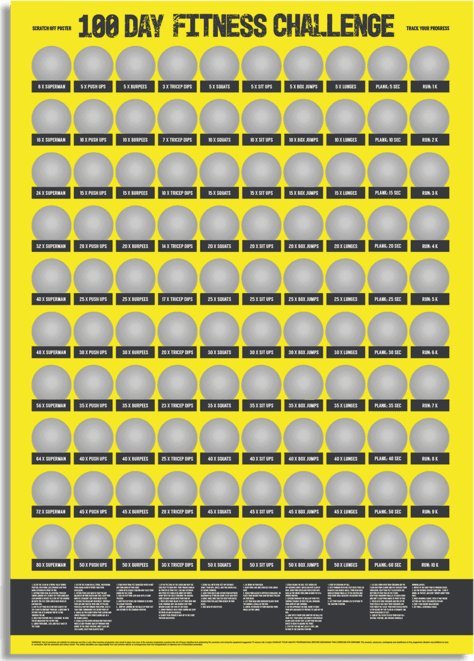 Out of the blue Plakat Zdrapka - Wyzwanie 100 Dni Fitness - Wersja Angielska