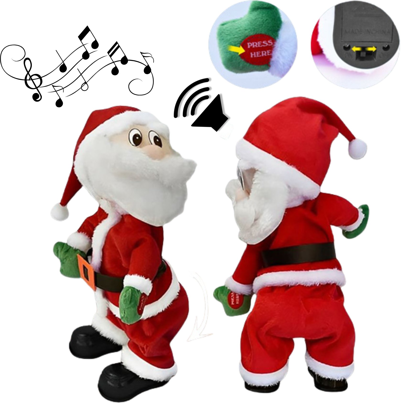 Śpiewająca Tańcząca Zabawka Mikołaj Bożonarodzeniowy Tańczący Mikołaj