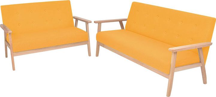 Elior Żółty tapicerowany zestaw wypoczynkowy w stylu vintage - Edris 4X