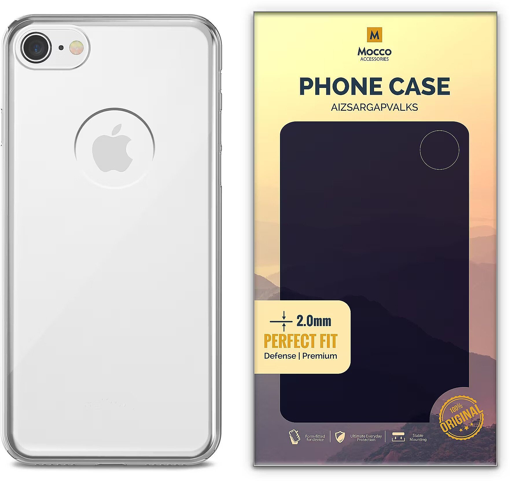 Mocco Original Clear Case 2mm Silicone Case for Apple iPhone 7 / iPhone 8 Transparent (EU Blister)