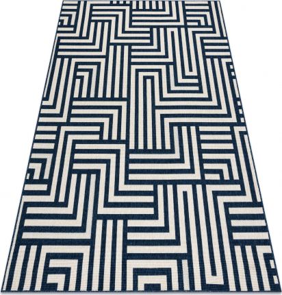 Dywany Łuszczów Dywan SPRING 20421994 labirynt, sznurkowy, pętelkowy - krem / niebieski, 160x230 cm