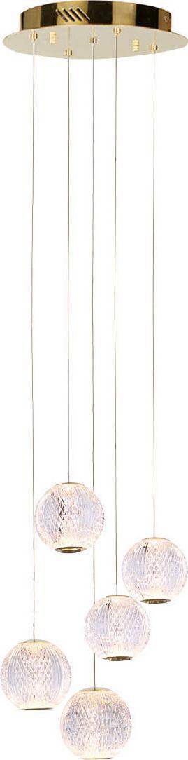 Lampa wisząca Italux Wisząca LAMPA kaskada ROSARIO PND-12220121-5A-GD Italux szklana OPRAWA zwis LED 21W 3000K glamour przezroczysty