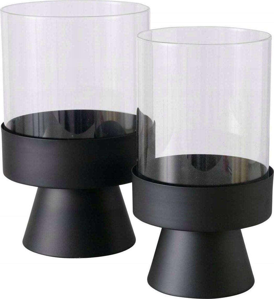 Boltze Świeczniki nowoczesne z czarnymi podstawami PALLAS, 2 sztuki