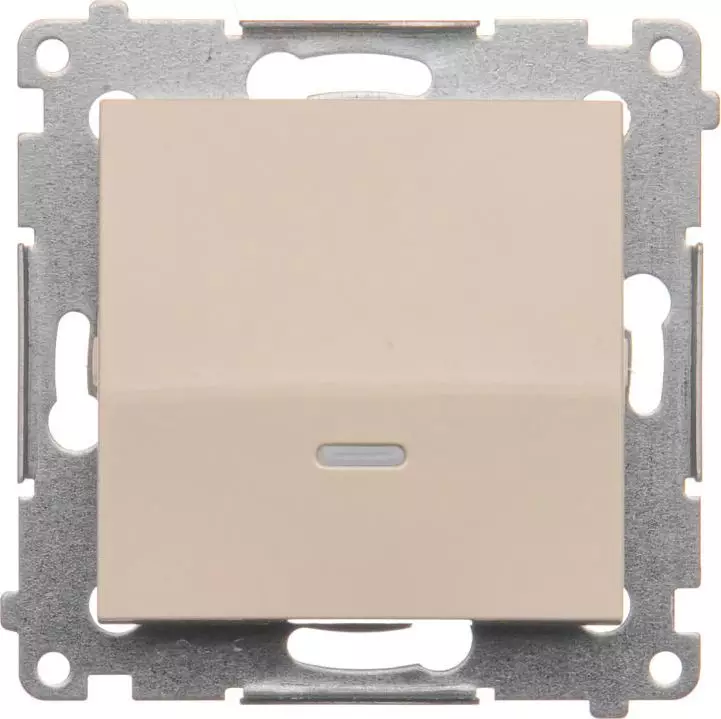 Kontakt-Simon Przycisk pojedynczy Simon 54 zwierny podświetlenie LED 10AX 250V kremowy (DP1L.01/41)