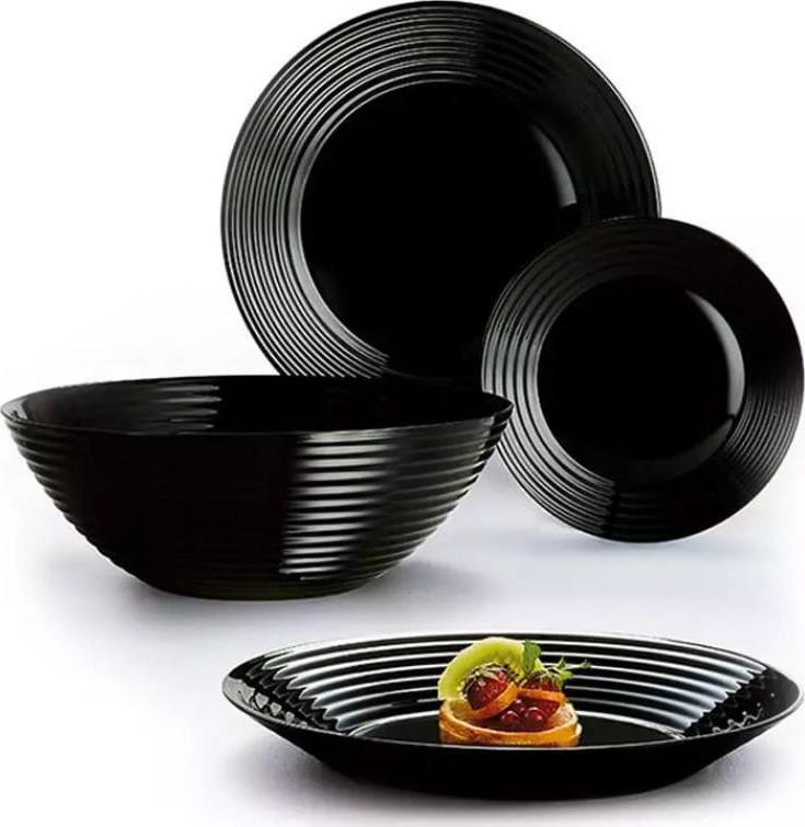 Luminarc Serwis obiadowy Harena Luminarc 19 elementów czarny talerze dla 6 osób