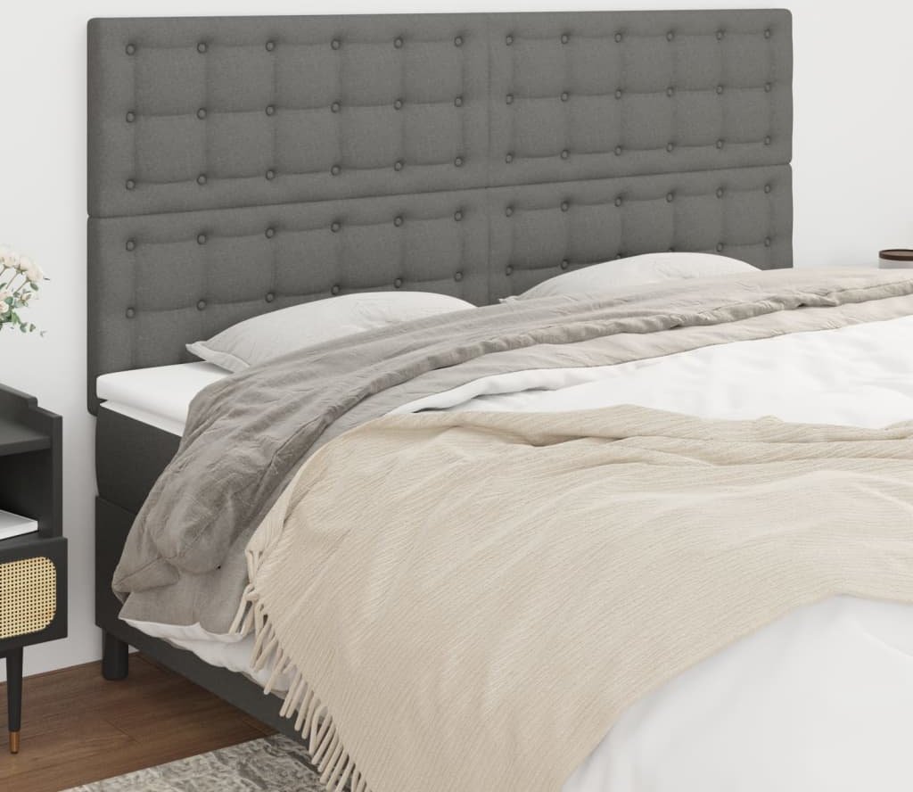 vidaXL vidaXL Zagłówki do łóżka, 4 szt., ciemnoszary, 100x5x78/88 cm, tkanina