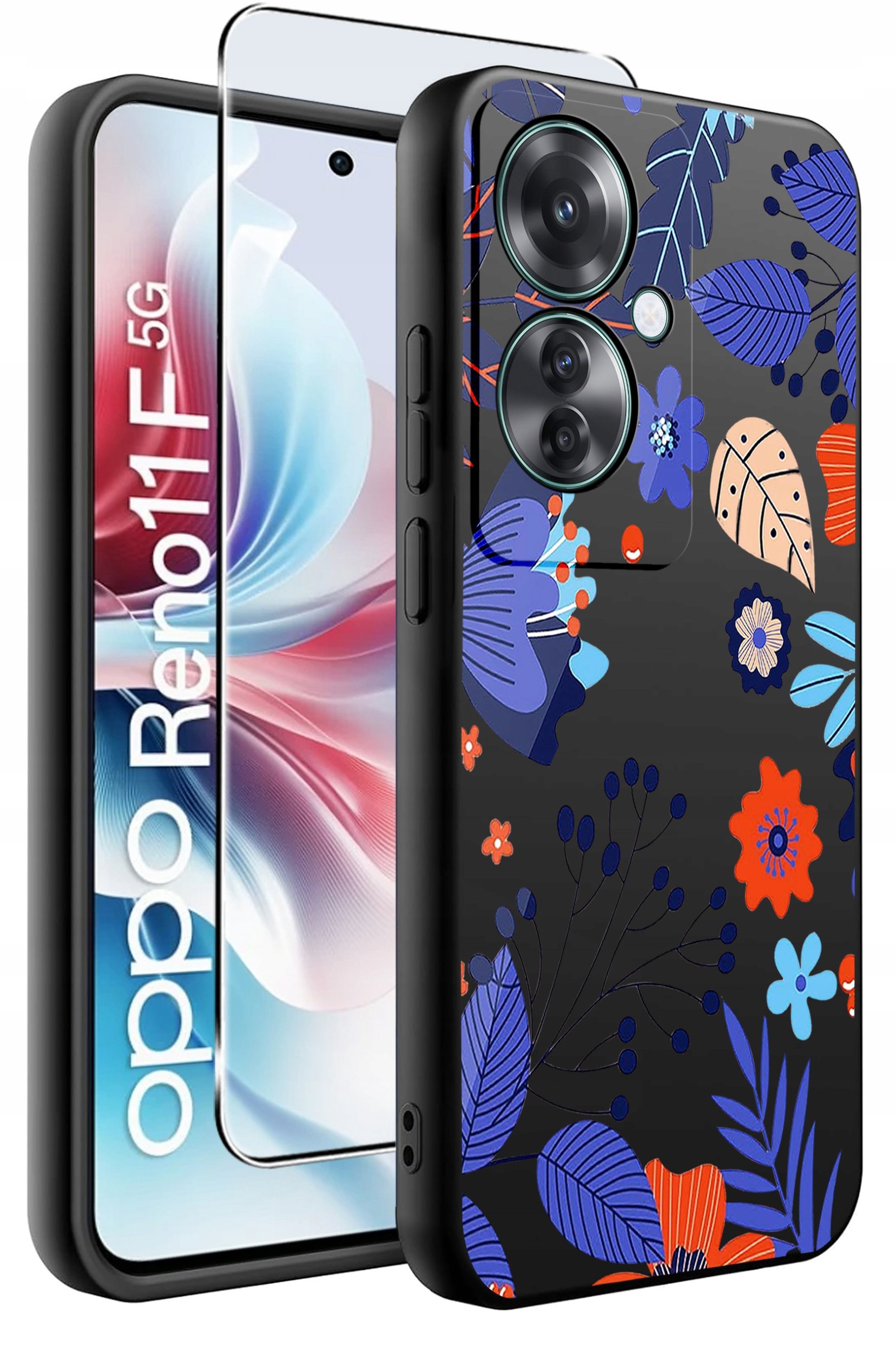 ETUI do Oppo Reno11 F 5G WZORY | SILIKONOWE MATT CASE + SZKŁO HARTOWANE 9H