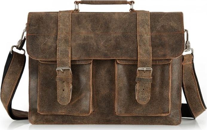 Solome BRĄZOWA SKÓRZANA TORBA LISTONOSZKA NA RAMIĘ SOLOME LAGO