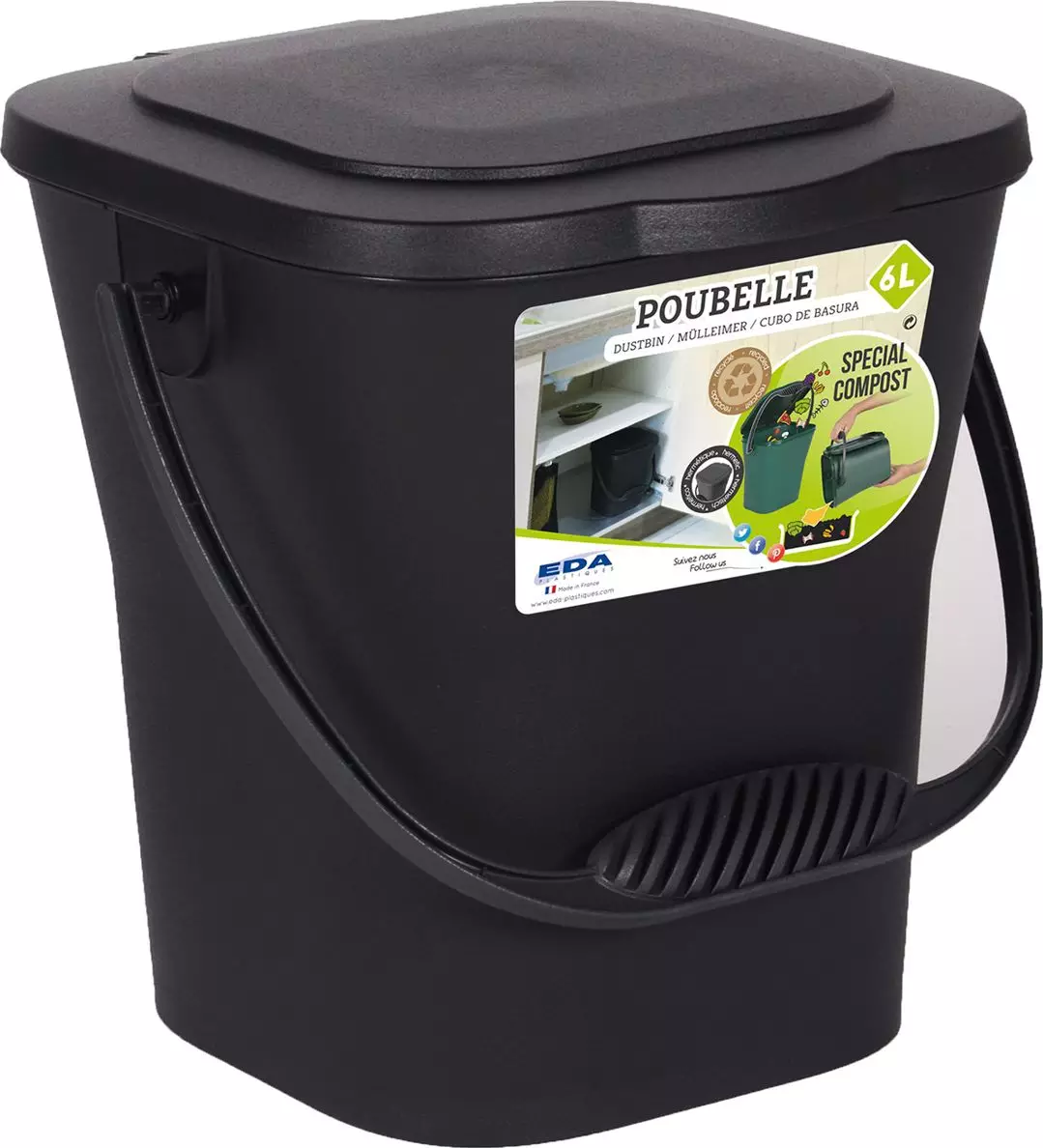 Kosz na śmieci EDA do segregacji 6L czarny (235161)