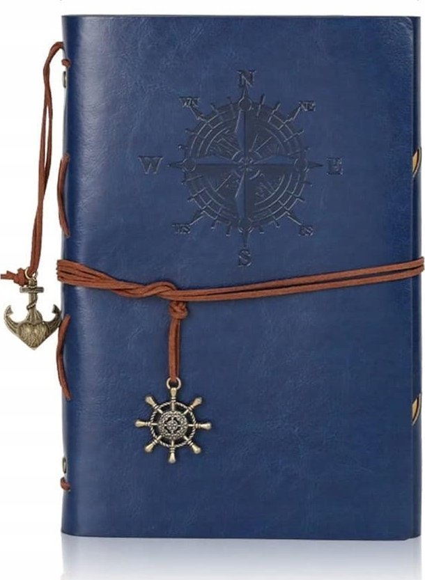 Korbi DUŻY PAMIĘTNIK NOTES PODRÓŻNIKA NOTATNIK SKÓRZANY NIEBIESKI A5