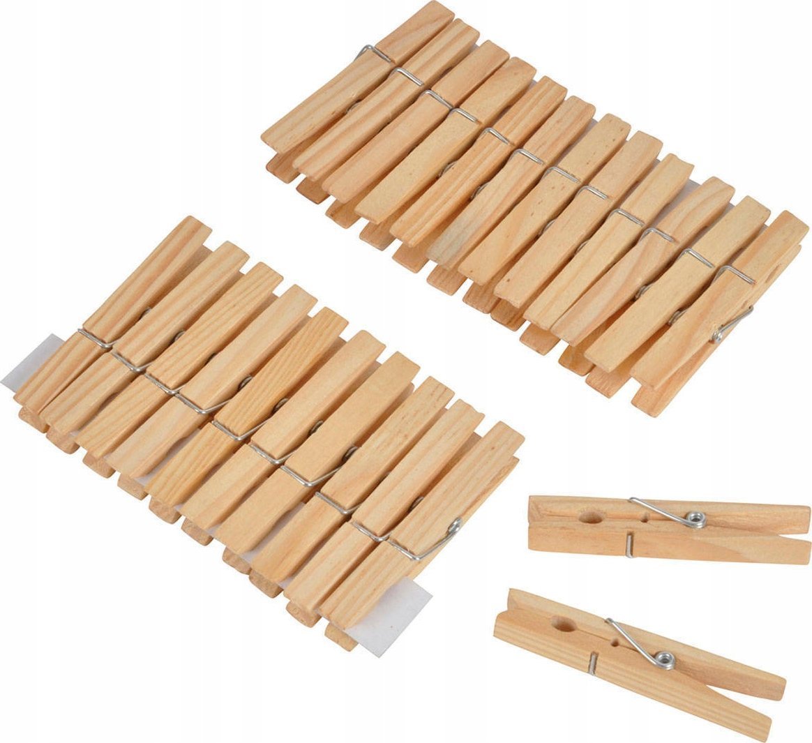 Homea Klamerki z naturalnego drewna, 24 szt.