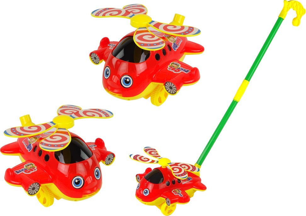 LeanToys Wesoły Samolot Pchacz Kij Dzwonek Czerwony