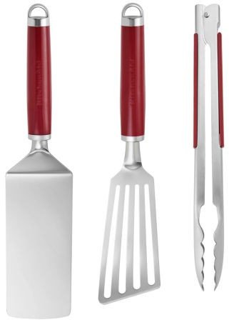 KitchenAid Zestaw do grilla szczypce + 2 łopatki Empire Red
