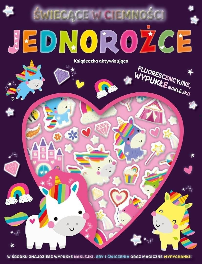 Wypukłe naklejki świecące w ciemności. Jednorożce