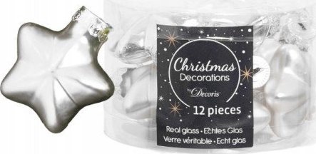 Kaemingk Bombki srebrne na choinkę szklane gwiazdki zestaw 12 sztuk