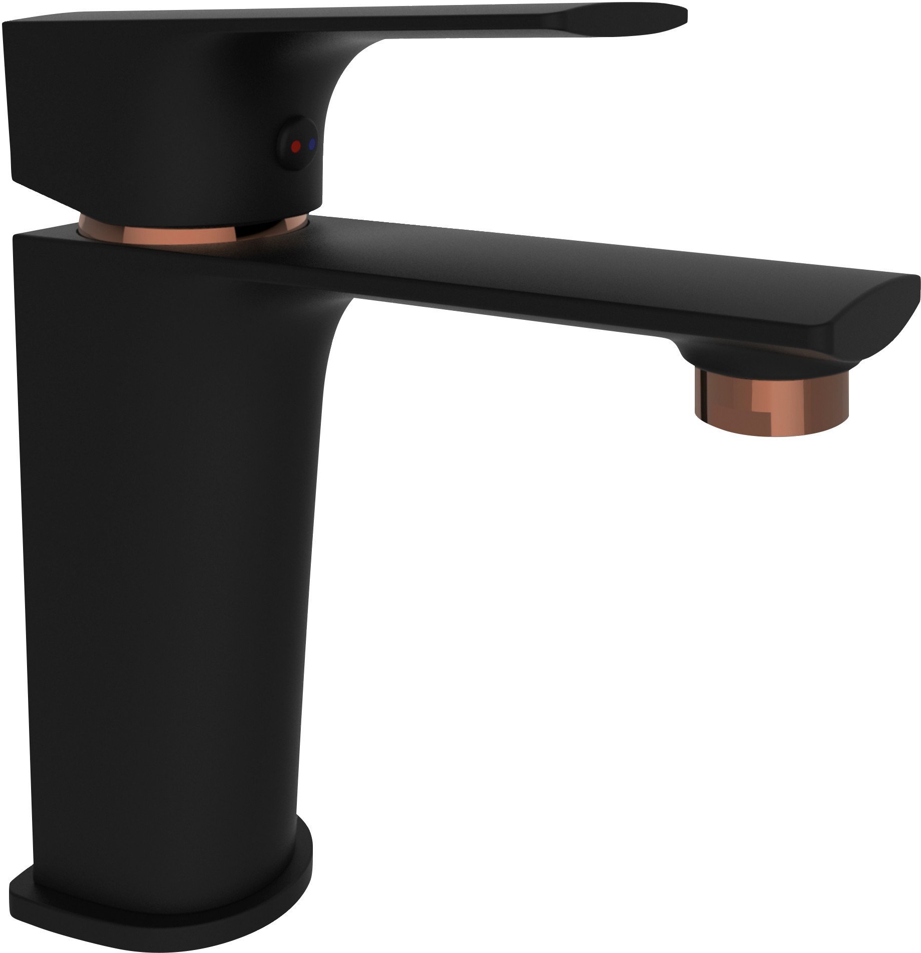 Washbasin faucet RUBINETA MODENA-18, black with rose gold detail, low