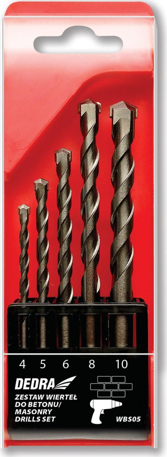 Wiertło Dedra Zestaw 5szt wierteł do betonu, 4,5,6,8,10mm